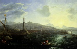 De haven van Genua, zeezicht